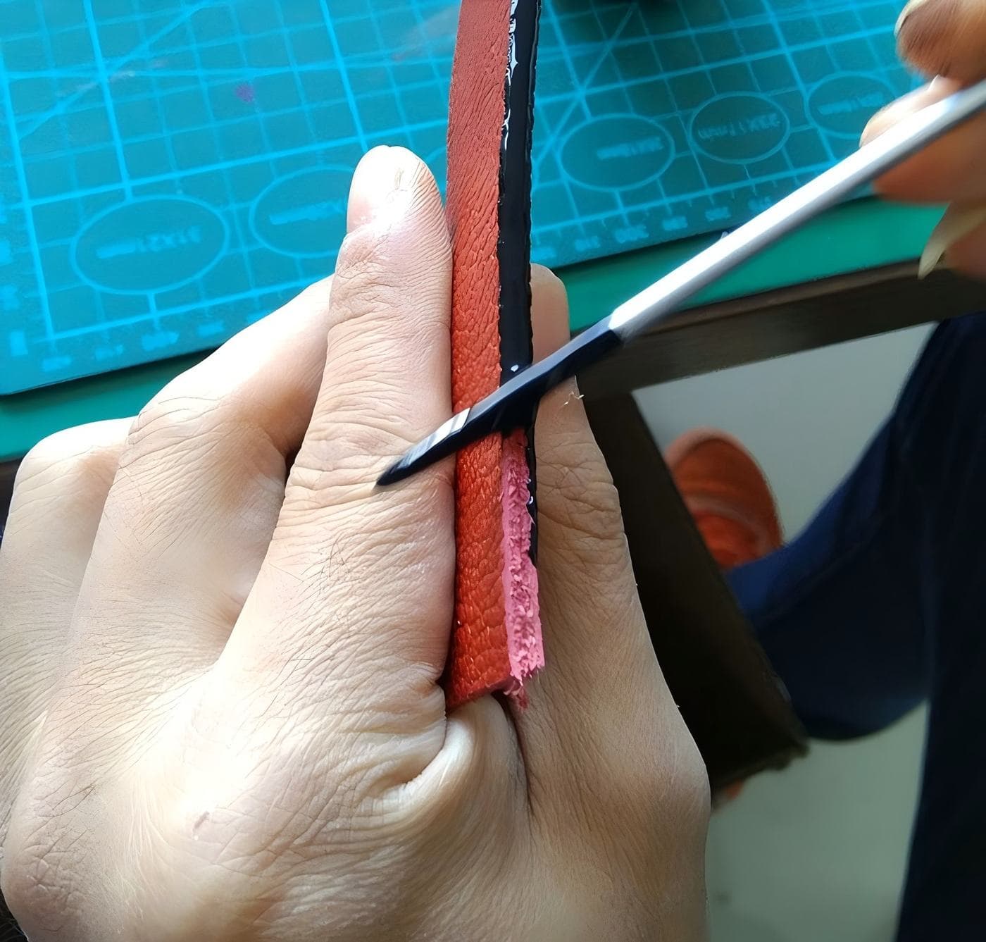 Leather edge finishing
