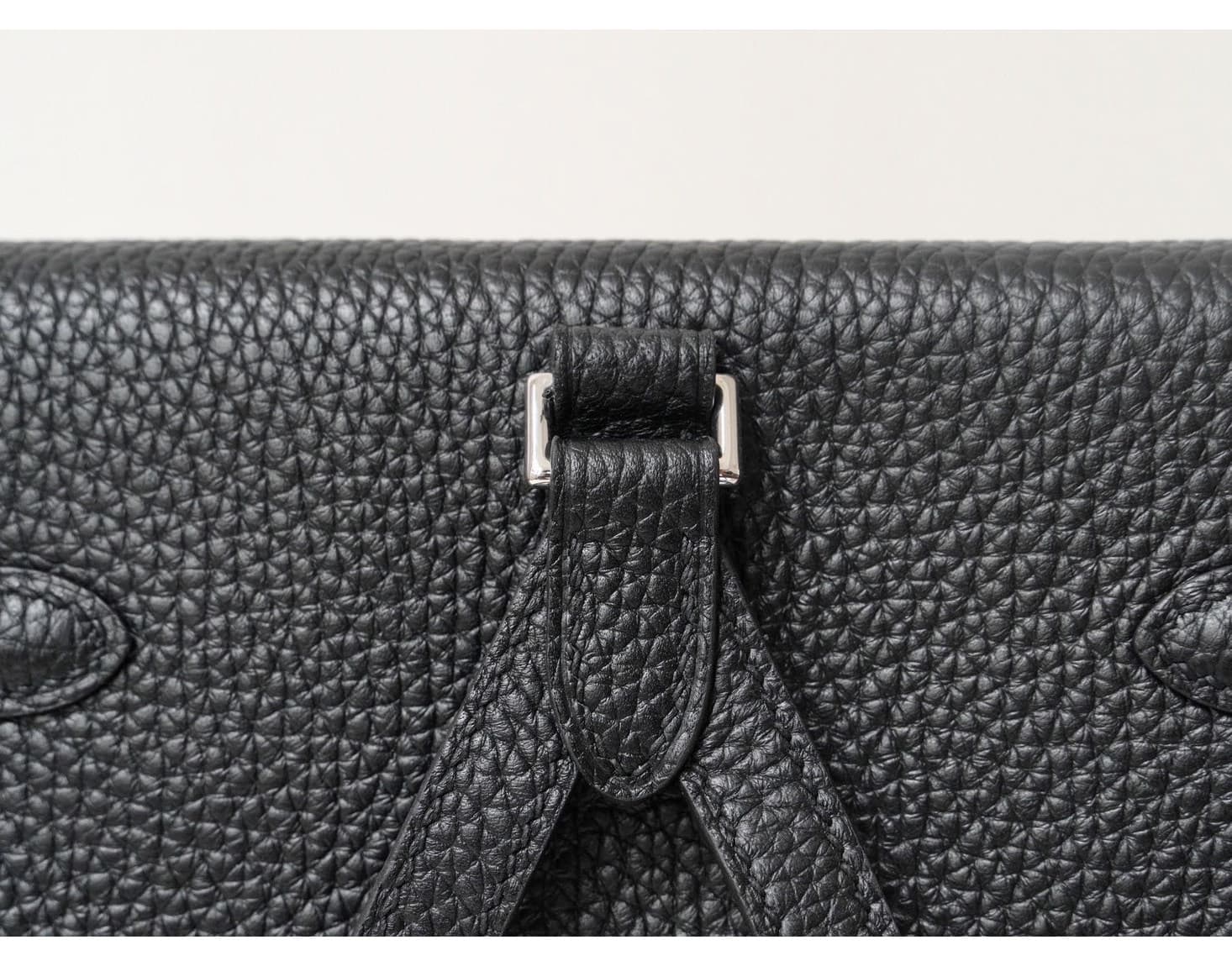 LinJin Luxury classic brown pebbled leather crossbody bag featuring H-bar silver hardware and contrast stitching. - 5