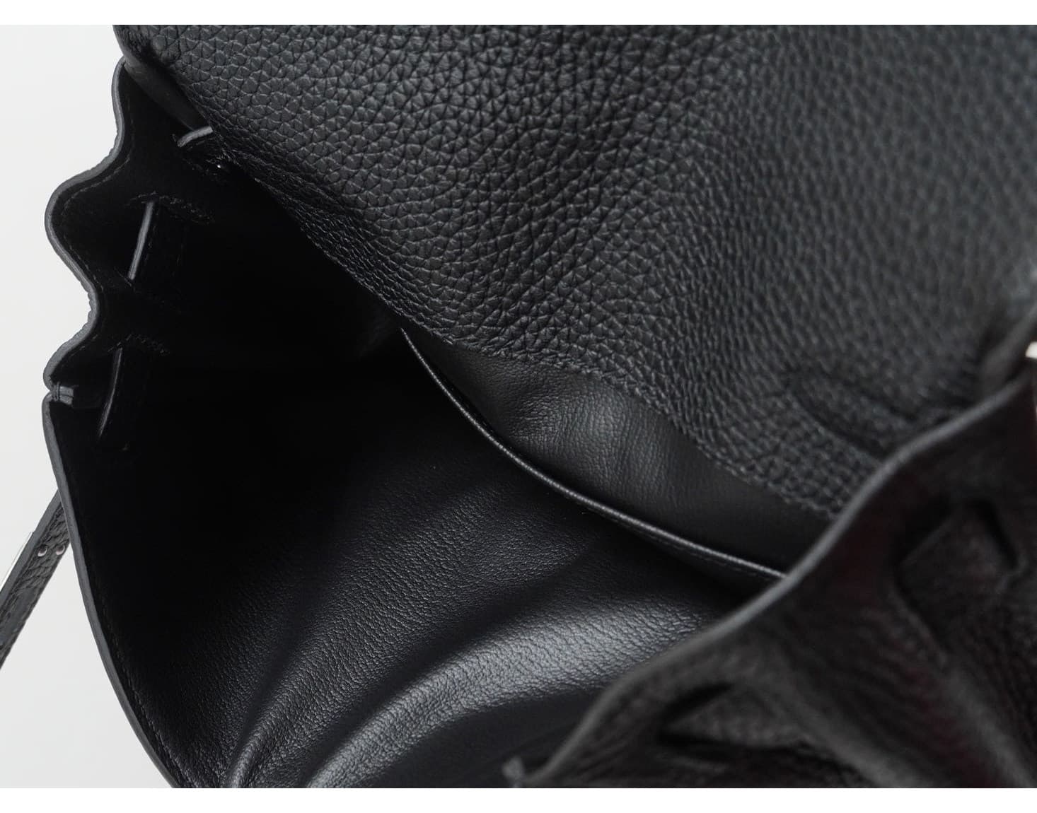LinJin Luxury classic brown pebbled leather crossbody bag featuring H-bar silver hardware and contrast stitching. - 7