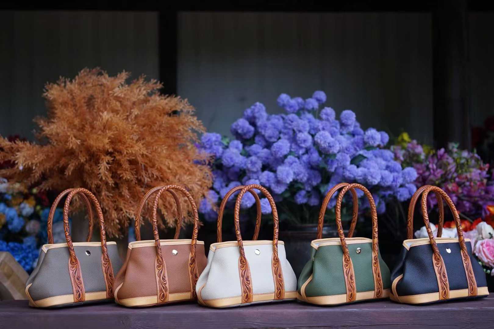 Hand-Carved Leather Top Handle Bags Wholesale | LINJIN LUXURY