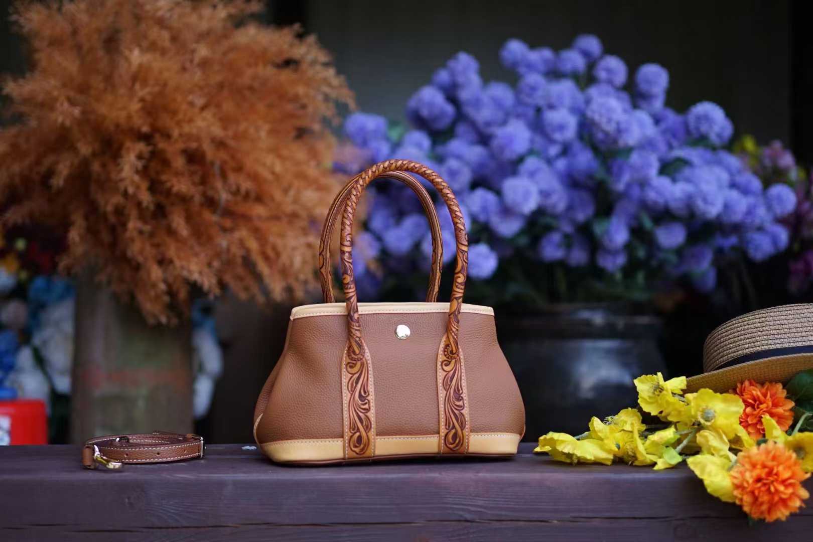 Hand-tooled premium leather handbags and top-handle tote bags for wholesale - 5