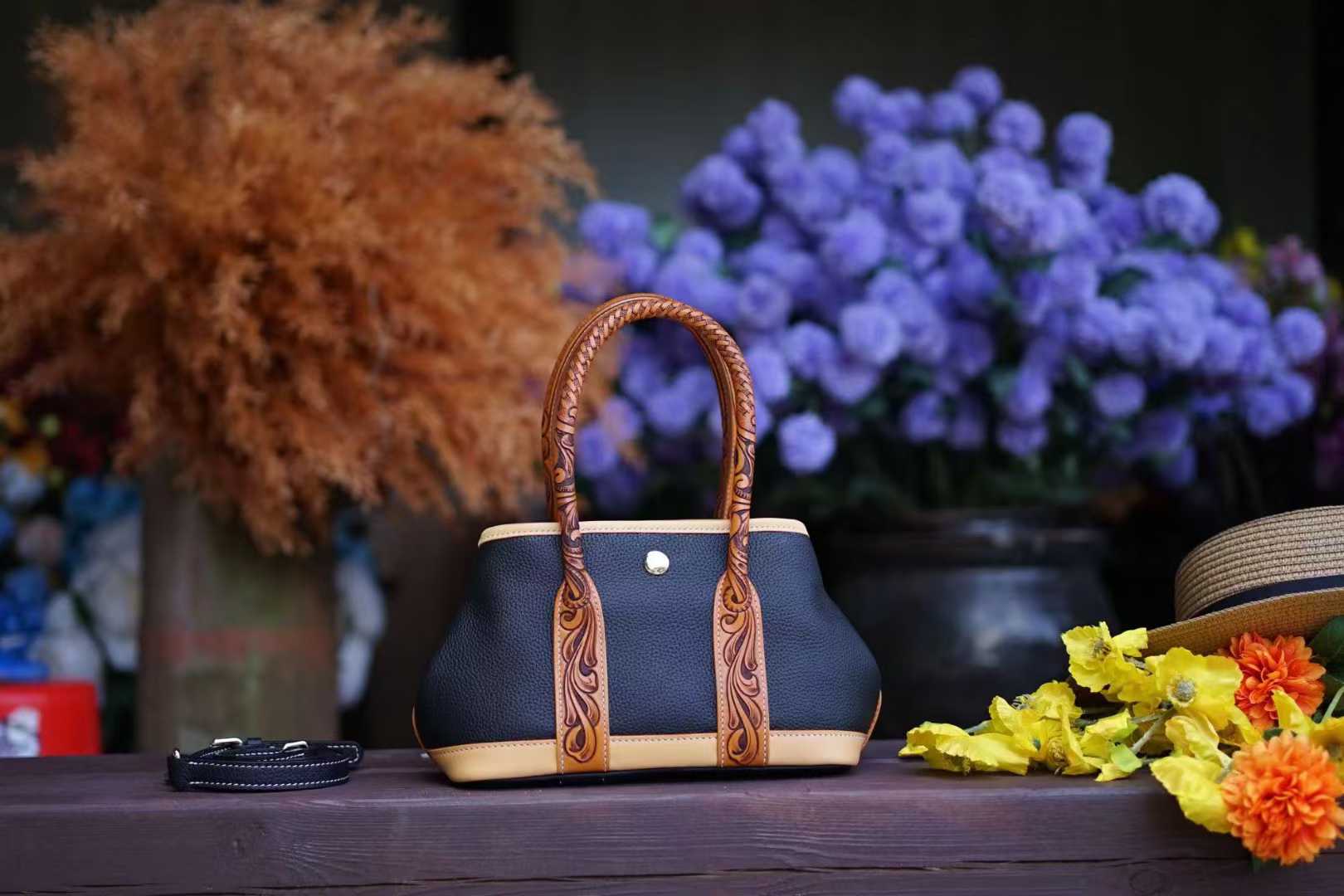 Hand-tooled premium leather handbags and top-handle tote bags for wholesale - 2