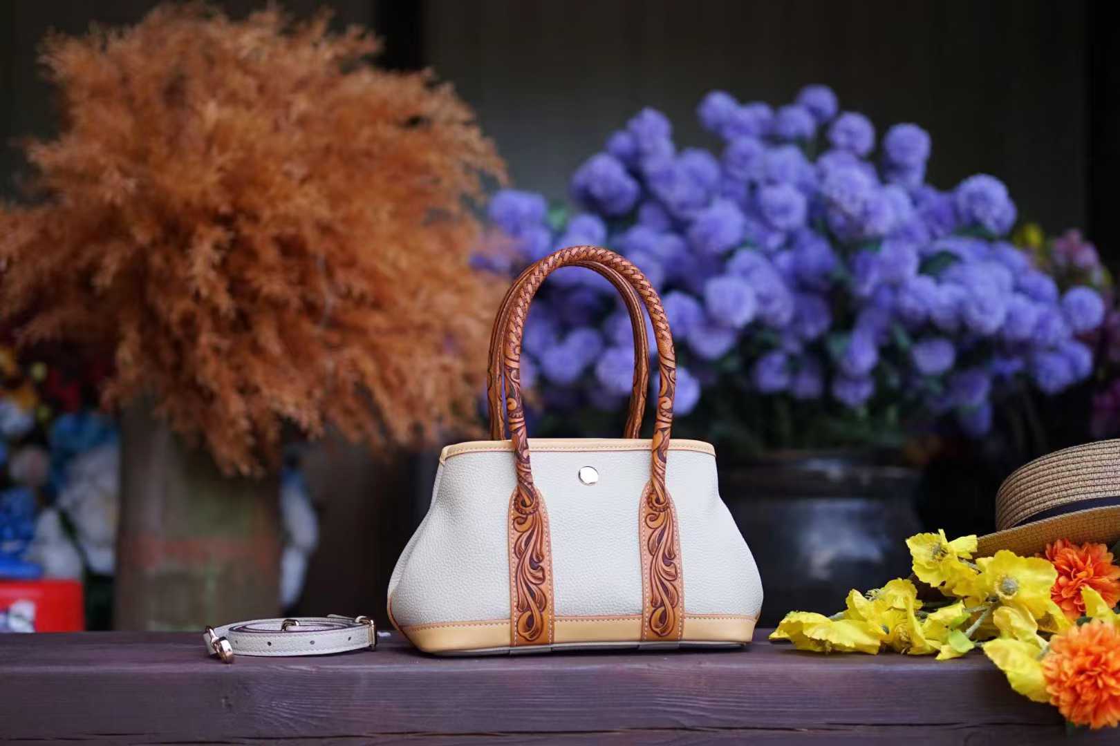 Hand-tooled premium leather handbags and top-handle tote bags for wholesale - 4