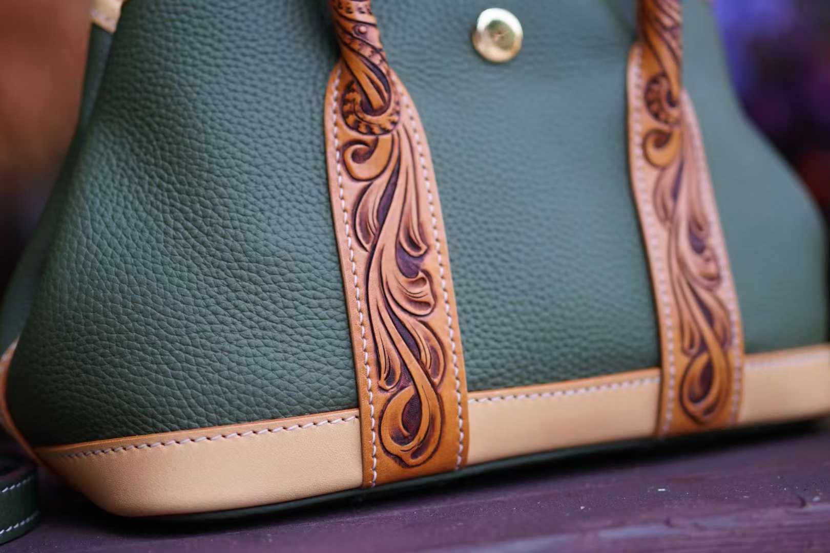 Hand-tooled premium leather handbags and top-handle tote bags for wholesale - 9