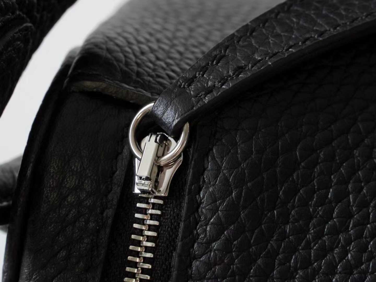 Handcrafted Togo leather doctor bag in gold brown with silver hardware - LINJIN Luxury - 7