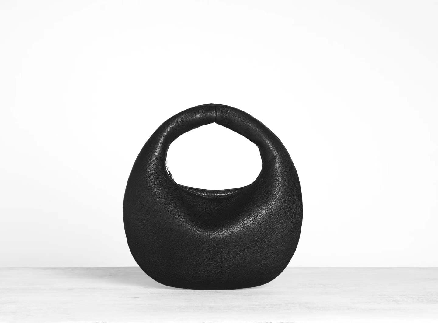 Deerskin Lambskin Moon Bag | Linjin Luxury — Zip Crescent Hobo, Pebbled Leather Shoulder & Underarm Bag