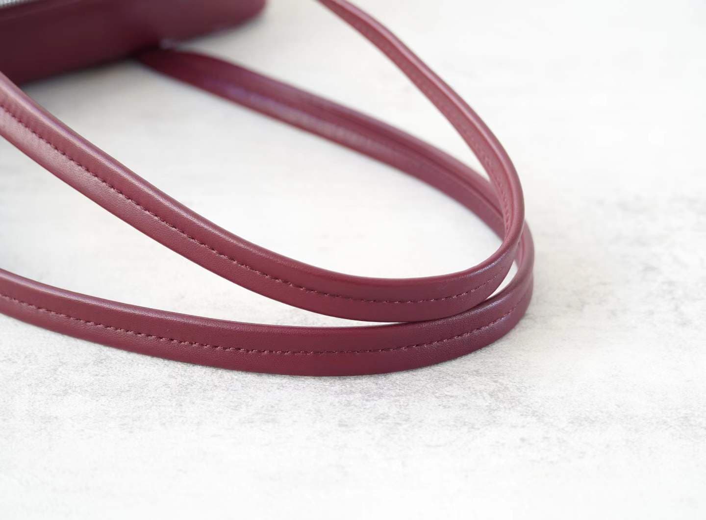 Linjin Luxury burgundy smooth cowhide leather shoulder bag with slim flat handles and double silver-tone zip closure, minimal logo-free design, on a white background - 8
