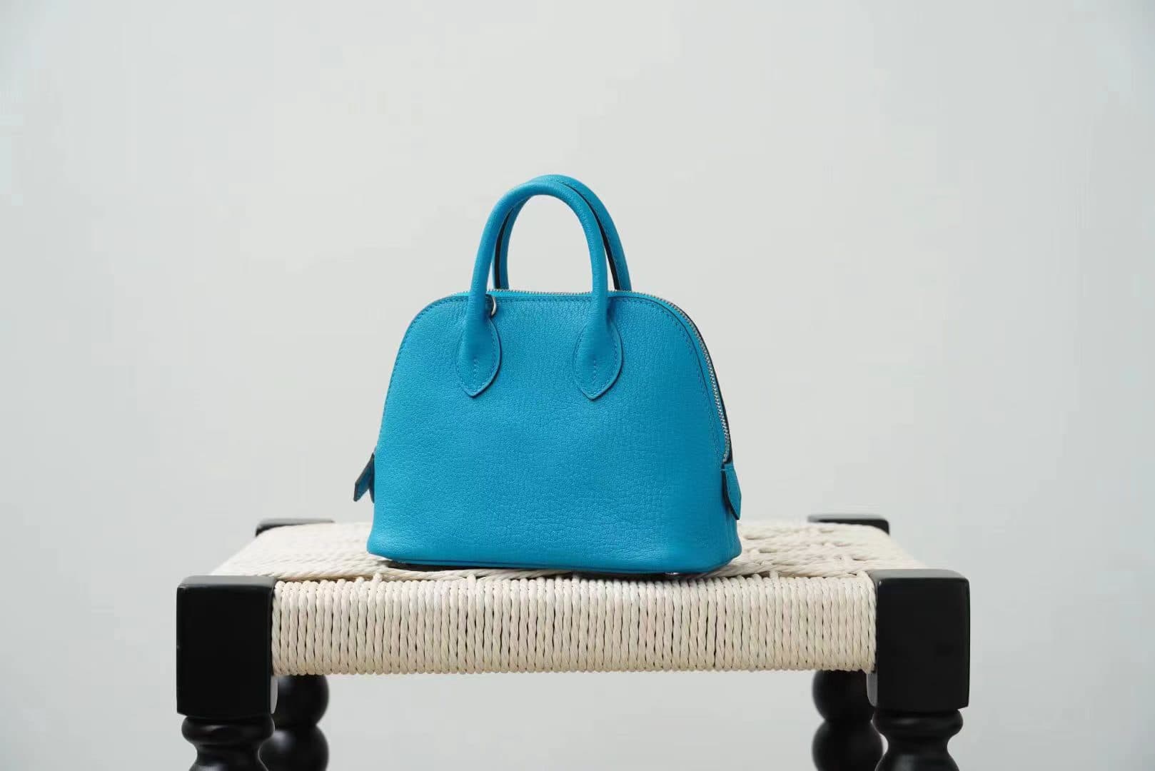 Handcrafted Evercolor Leather Mini Dome Bag | LINJIN LUXURY — Full-Grain Cowhide & Sheepskin, Resin-Core Handles, Solid Steel Hardware